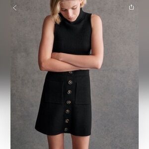 NWOT - Sezane Louisa Wool Skirt in Black - Size L